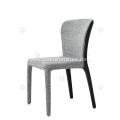 Italian minimalist leather and cotton linen dining chairs